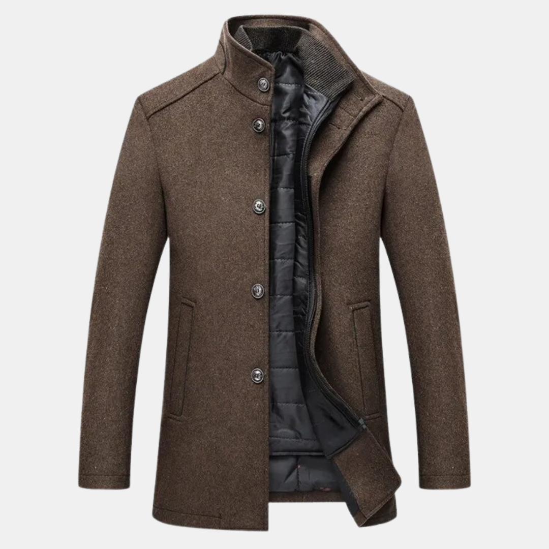 Adrian | Dikke wollen trenchcoat